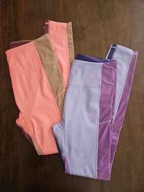 EUC Fabletics Women's Two-Tone Colorblock Active Leggings Set